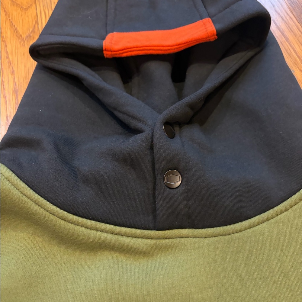 Brunt Olive Green and Black Pullover Hoodie with Orange Logo Size L - Picture 2 of 4